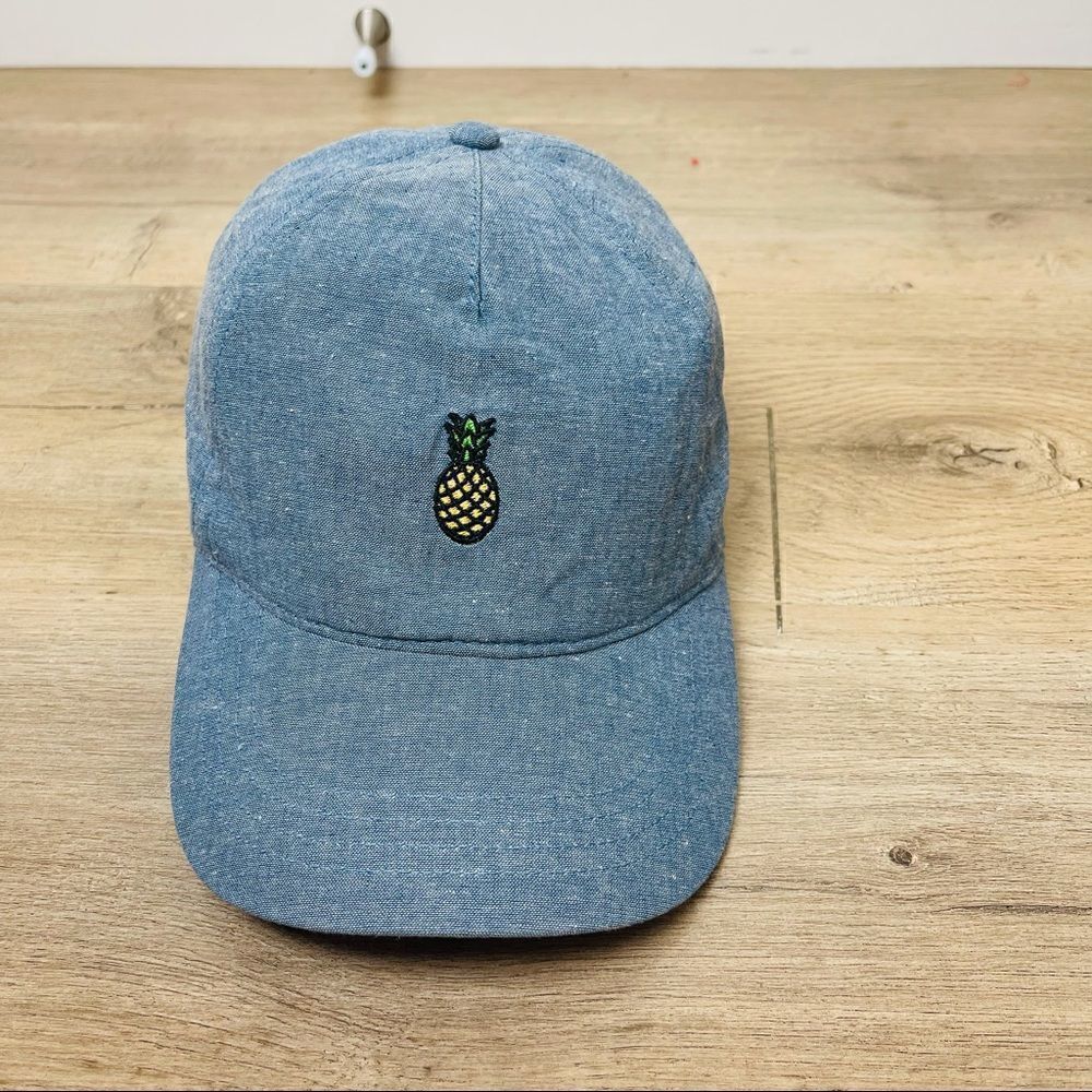 NWOT ANGL Blue Chambray Pineapple Logo Hat